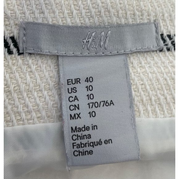 H&M Women's Size 10 Cream/White/Black Tweed Striped Summer Mini Skirt - Picture 5 of 6